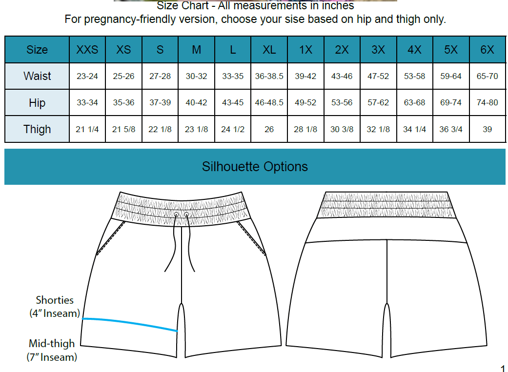 Trimming Shorts Size Chart